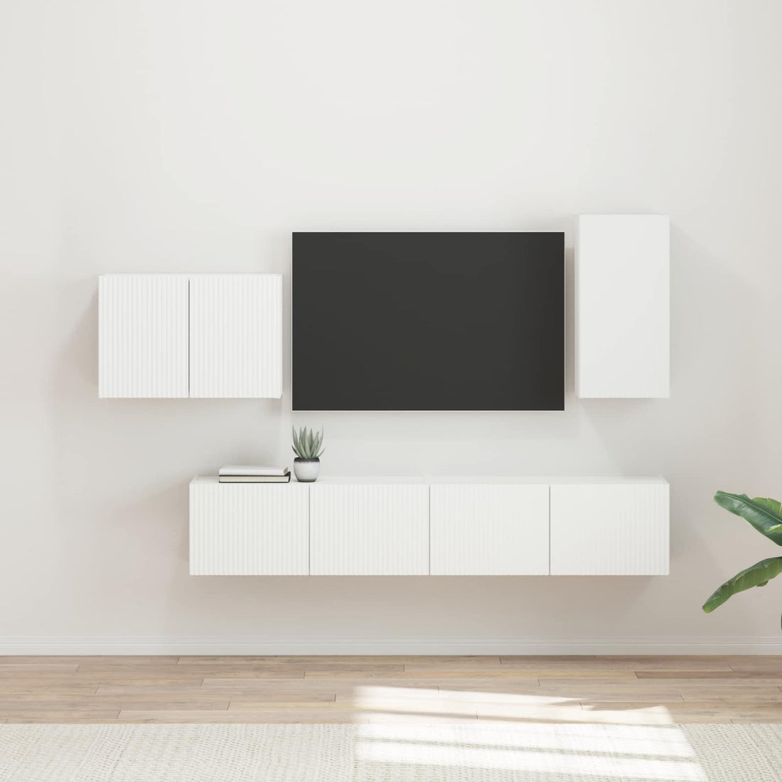 vidaXL Conjunto de mueble para TV de pared 4 uds. Madera de ingeniería