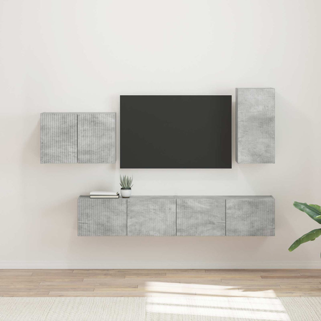 vidaXL Conjunto de mueble para TV de pared 4 uds. Gris Concreto
