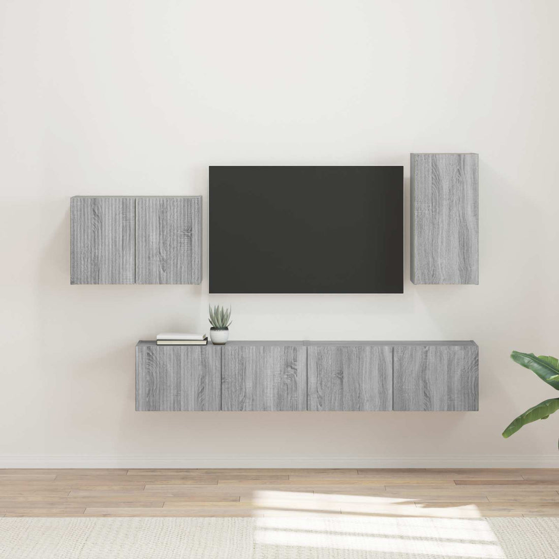 vidaXL Conjunto de mueble para TV de pared 4 uds. Gris Sonoma
