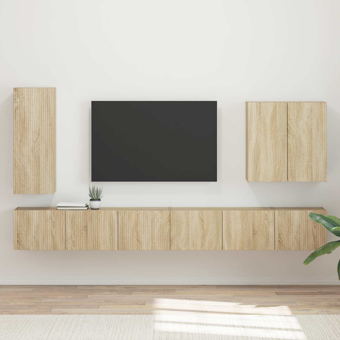 vidaXL Conjunto de mueble para TV de pared 6 uds. Roble Sonoma