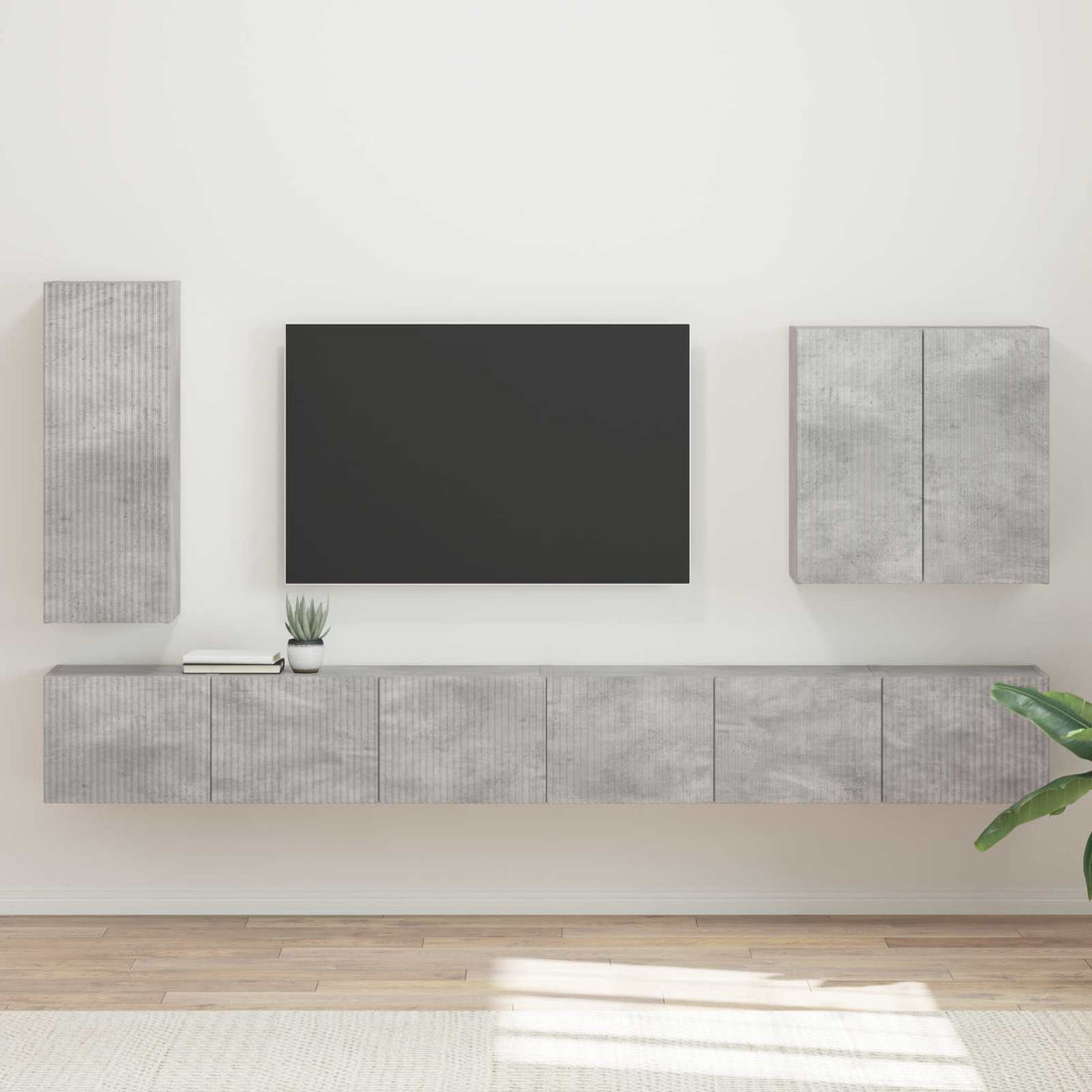 vidaXL Conjunto de mueble para TV de pared 6 uds. Gris Concreto