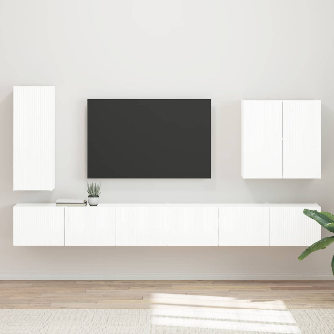 vidaXL Conjunto de mueble para TV de pared 6 uds. brillante
