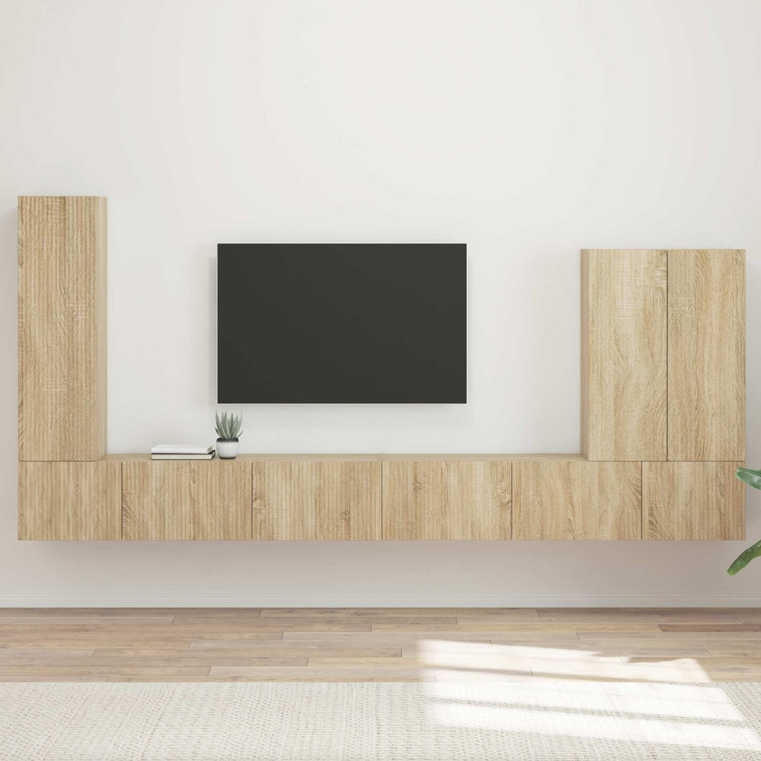 vidaXL Conjunto de mueble para TV de pared 6 uds. Roble Sonoma