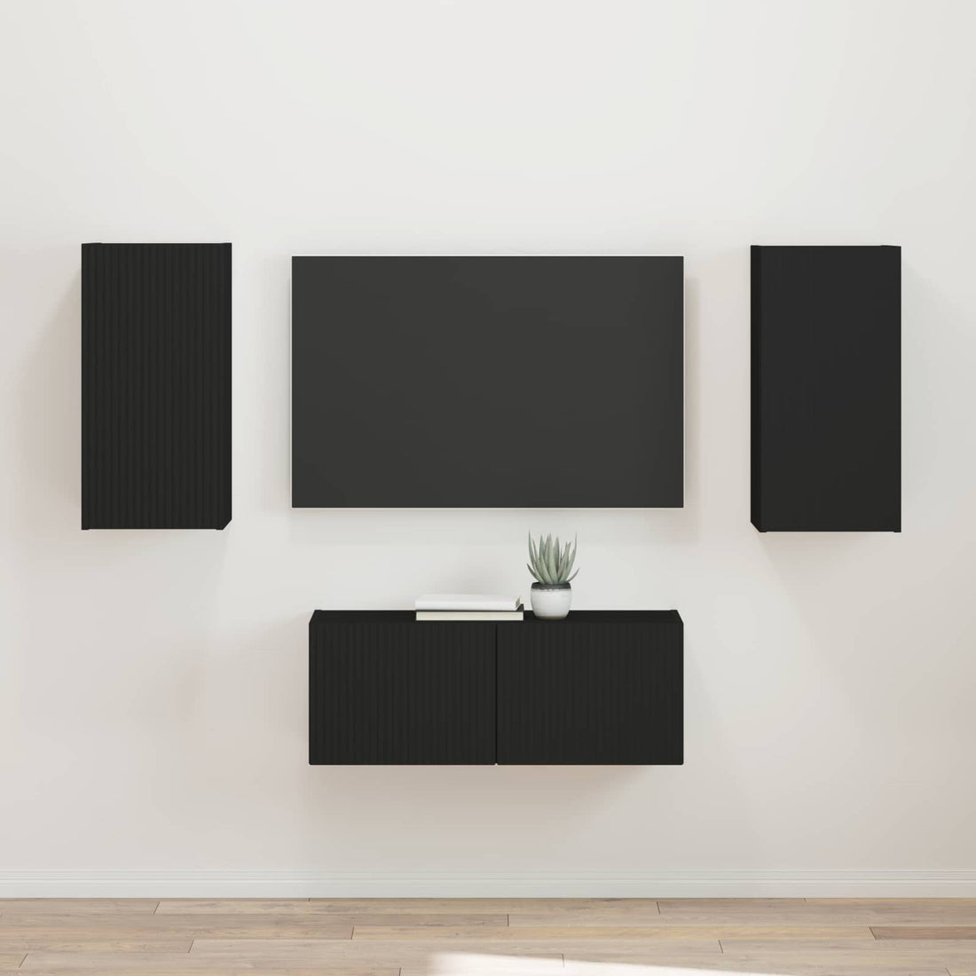 vidaXL Conjunto de mueble de TV 2 uds. Negro Madera de ingeniería