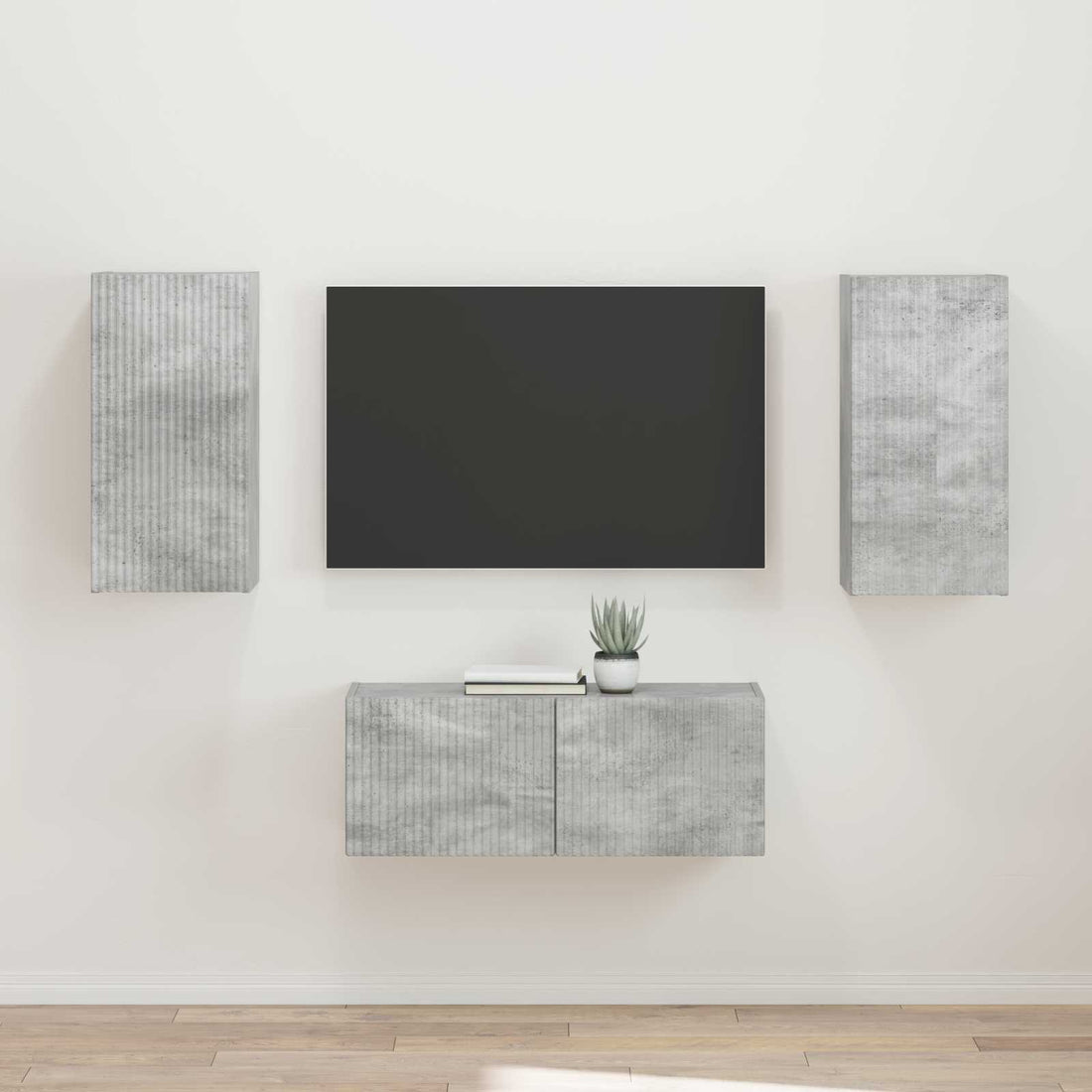 vidaXL Conjunto de mueble de TV 2 uds. Gris Concreto