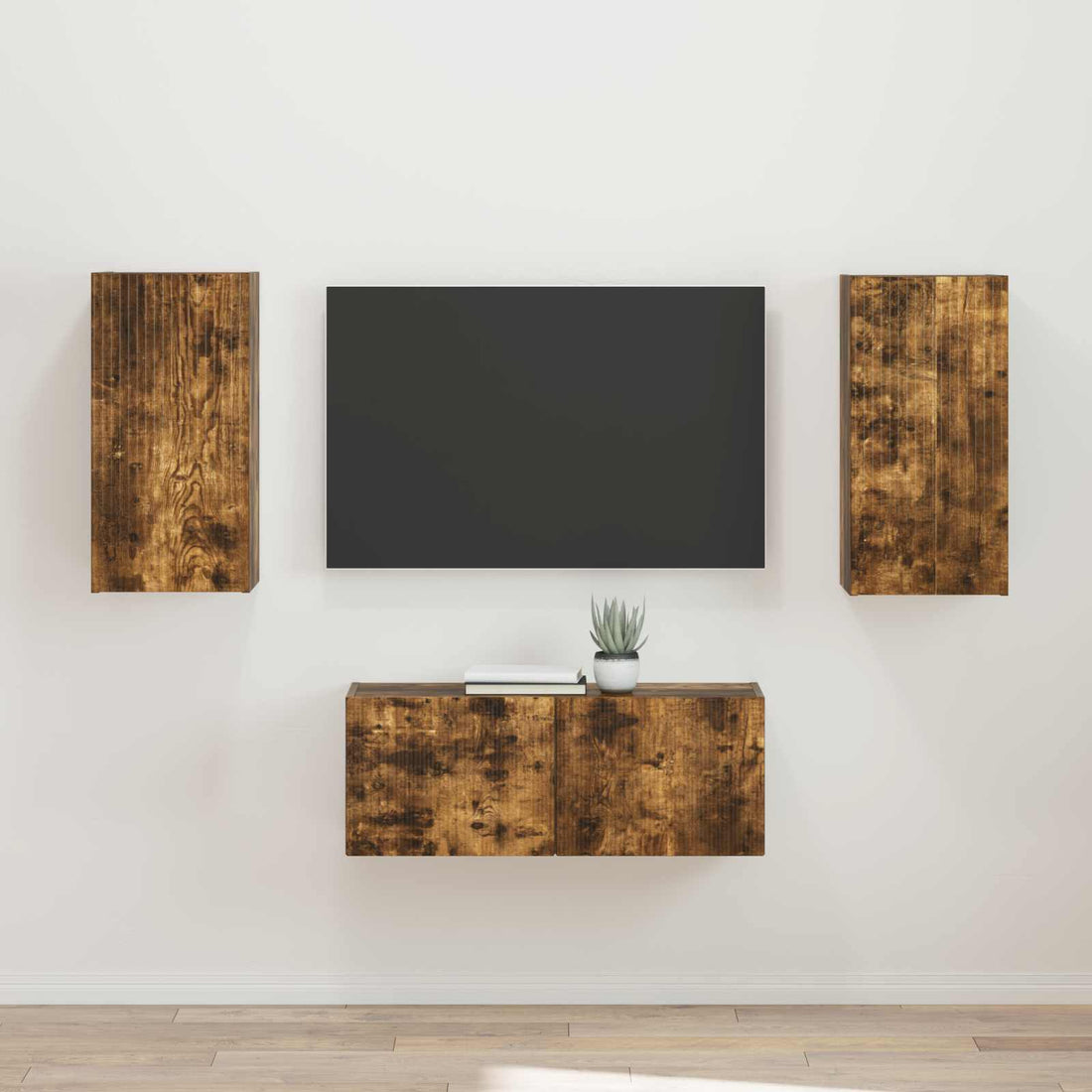 vidaXL Conjunto de mueble de TV 2 uds. Roble ahumado