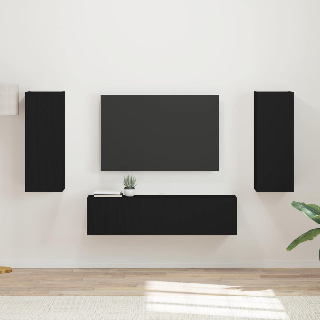 vidaXL Conjunto de mueble de TV 2 uds. Negro Madera de ingeniería