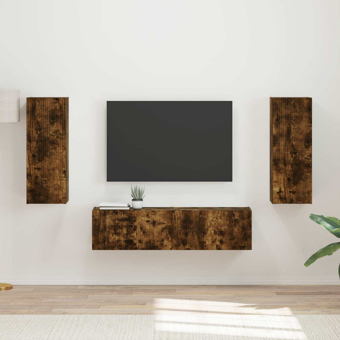 vidaXL Conjunto de mueble de TV 2 uds. Roble ahumado