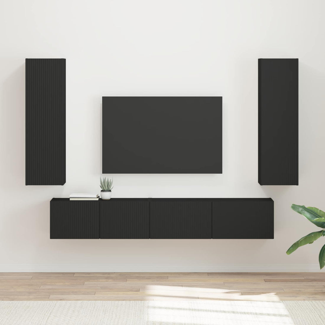 vidaXL Conjunto de mueble de TV 3 uds. Negro Madera de ingeniería