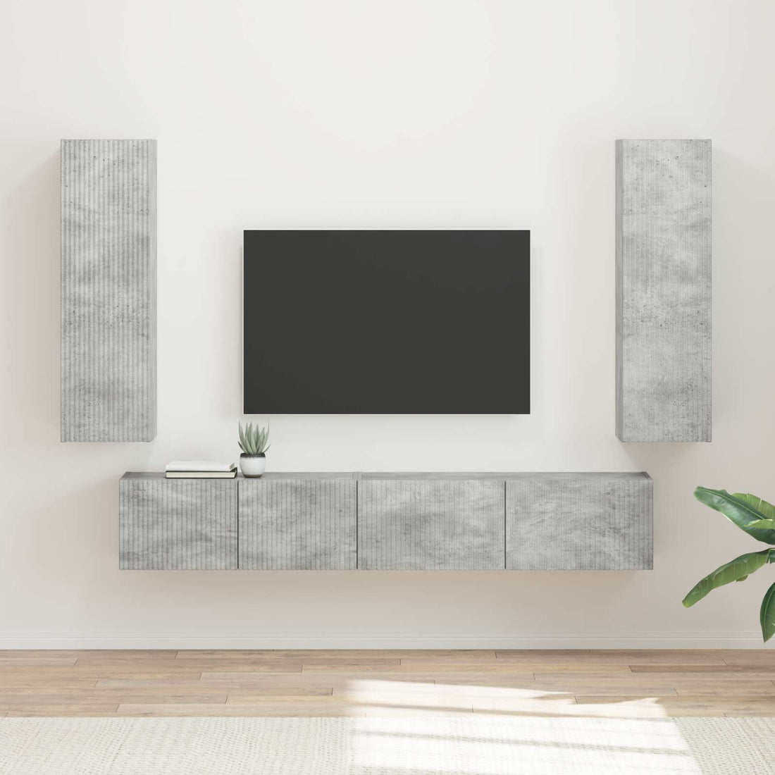 vidaXL Conjunto de mueble de TV 3 uds. Gris Concreto