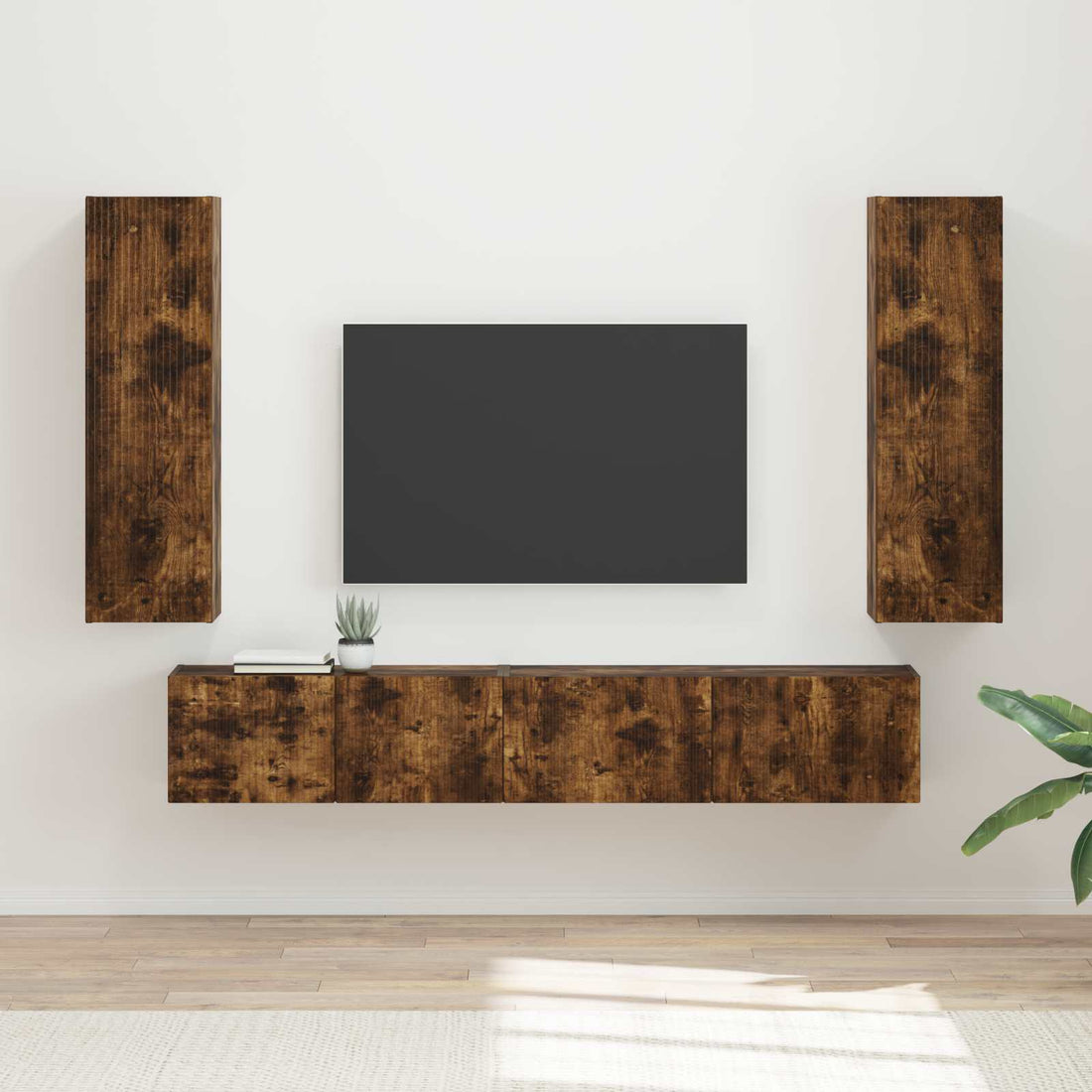 vidaXL Conjunto de mueble de TV 3 uds. Roble ahumado