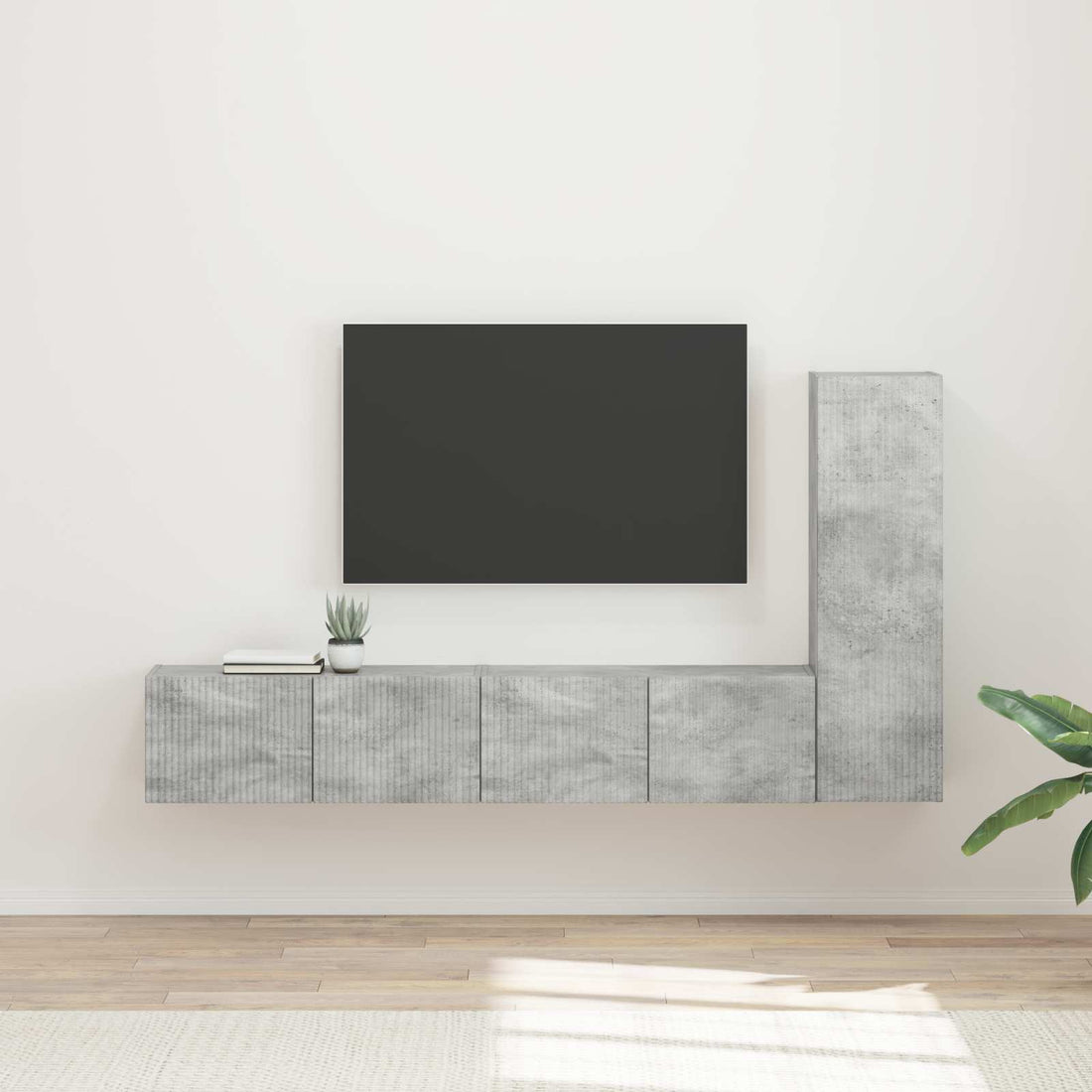 vidaXL Conjunto de mueble de TV 3 uds. Gris Concreto