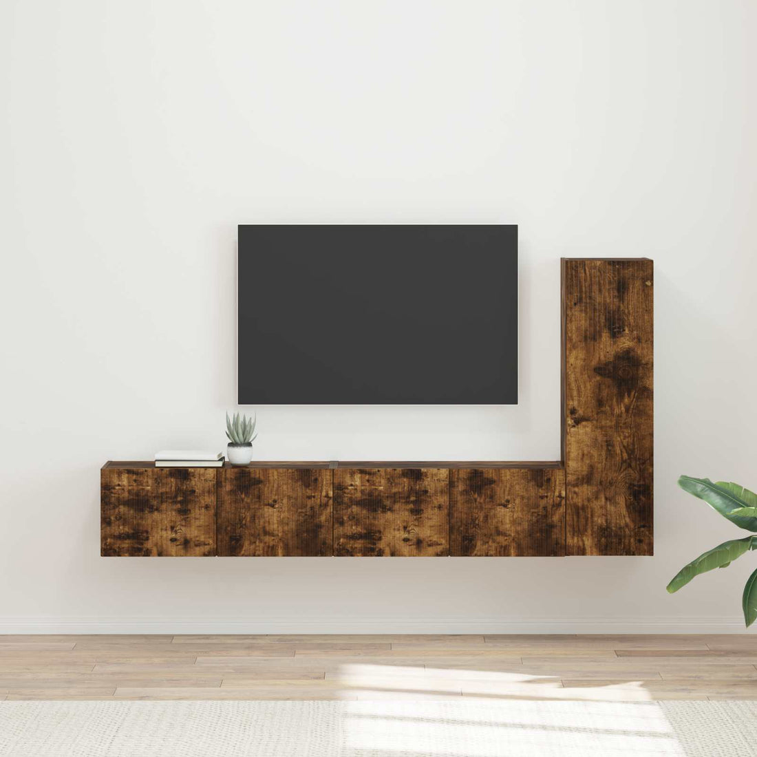 vidaXL Conjunto de mueble de TV 3 uds. Roble ahumado