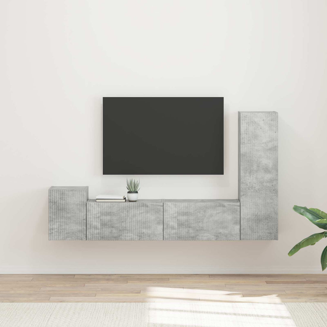 vidaXL Conjunto de mueble de TV 4 uds. Gris Concreto