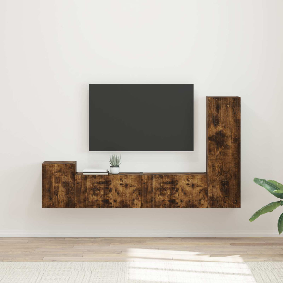 vidaXL Conjunto de mueble de TV 4 uds. Roble ahumado