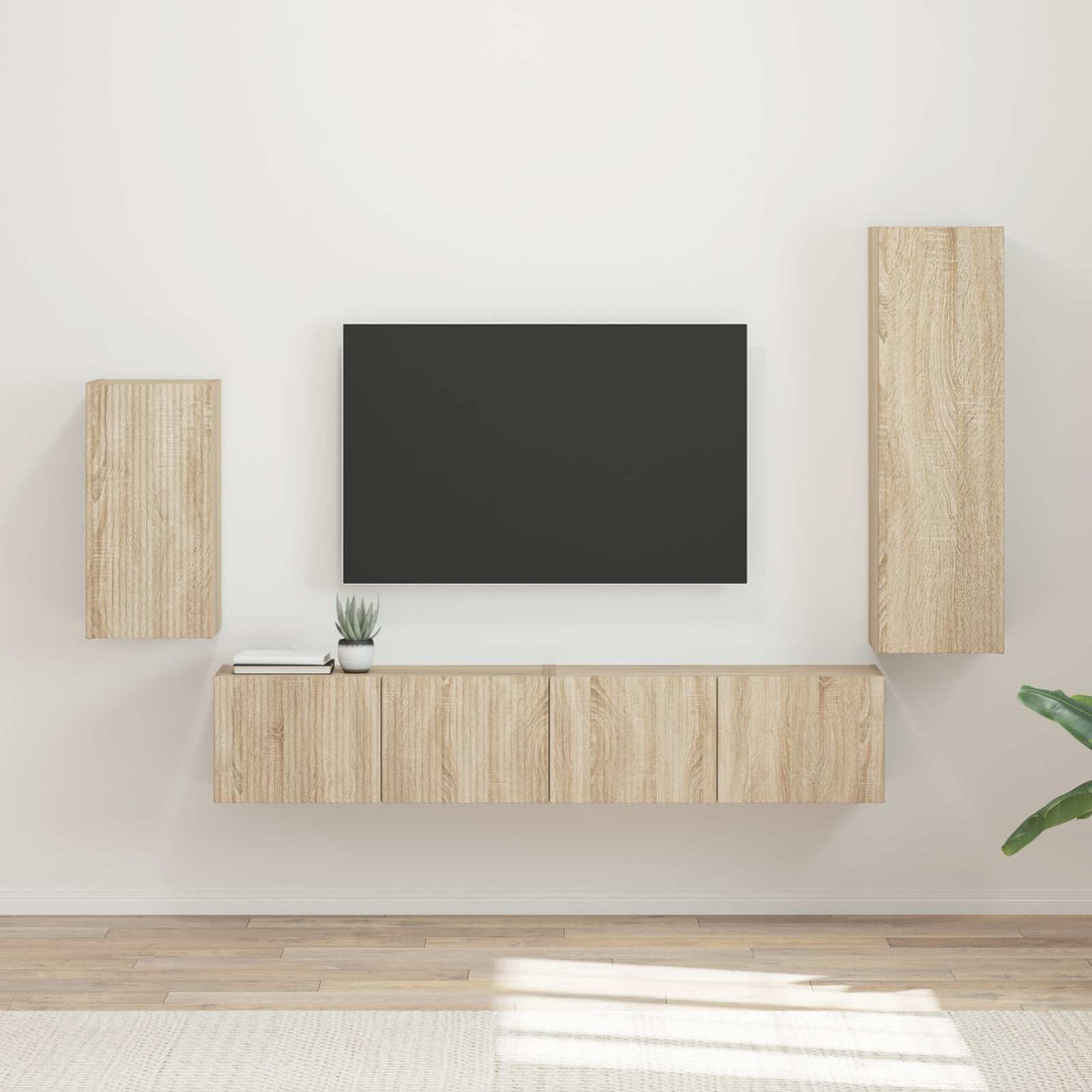 vidaXL Conjunto de mueble de TV 4 uds. Roble Sonoma