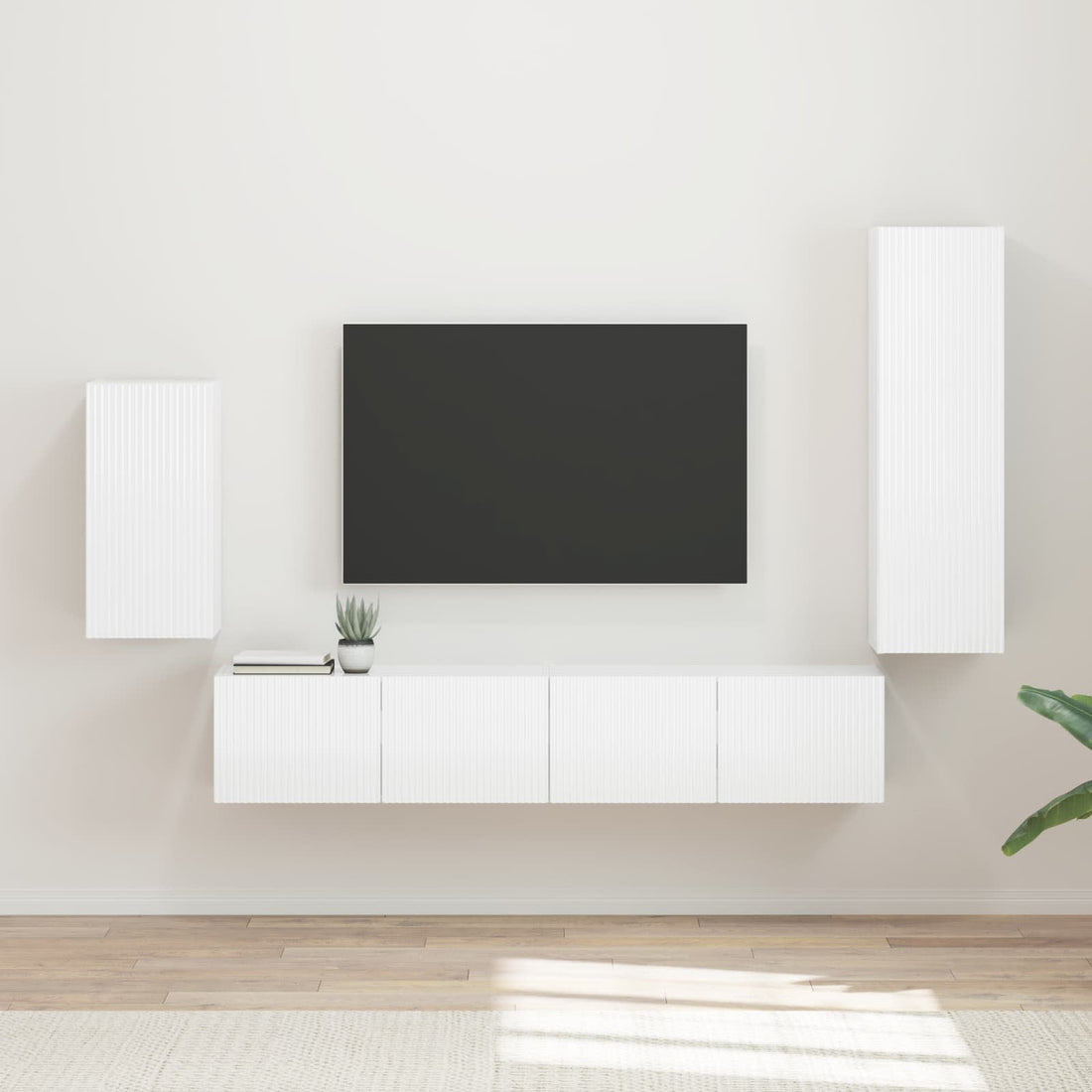 vidaXL Conjunto de mueble de TV 4 uds. brillante Madera de ingeniería