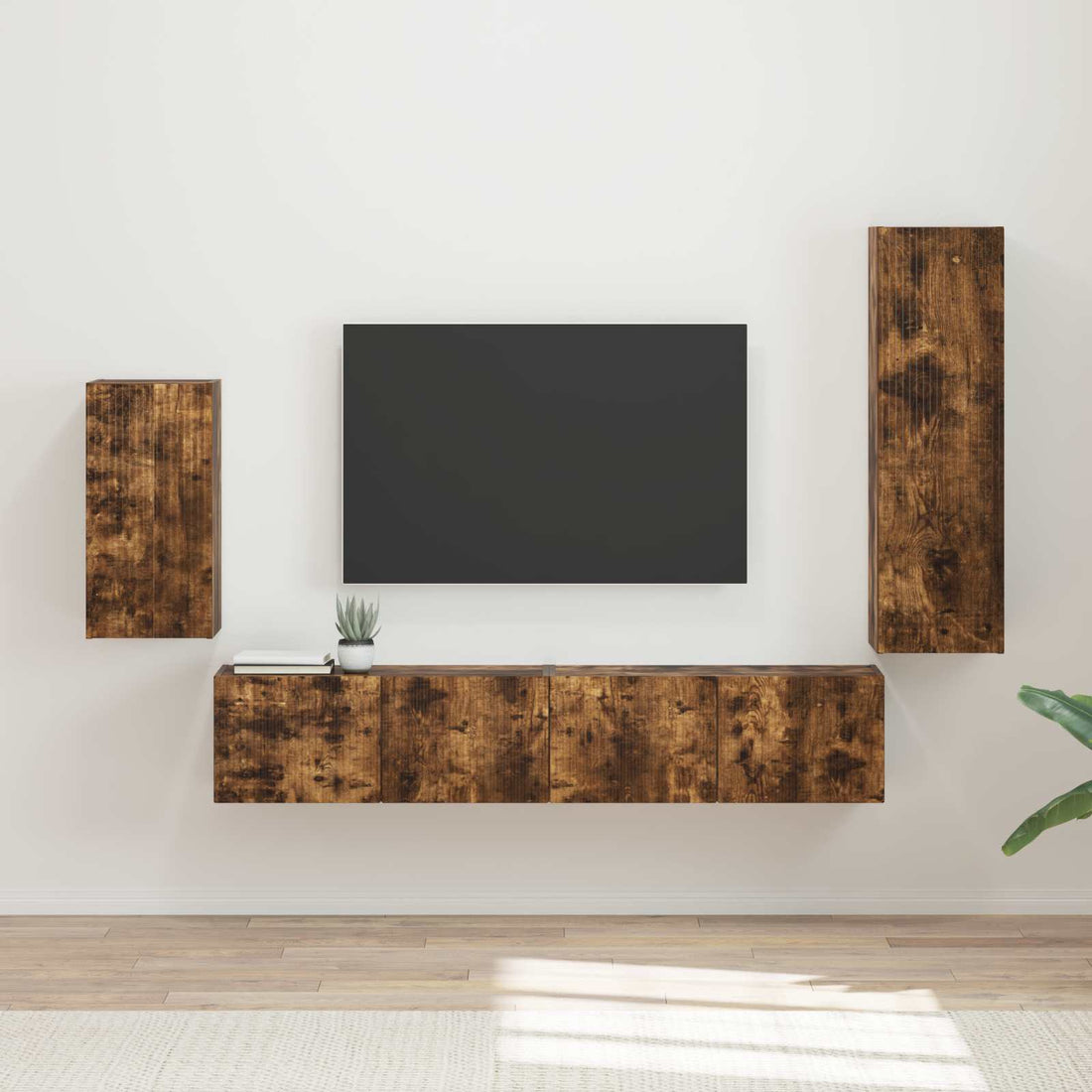 vidaXL Conjunto de mueble de TV 4 uds. Roble ahumado