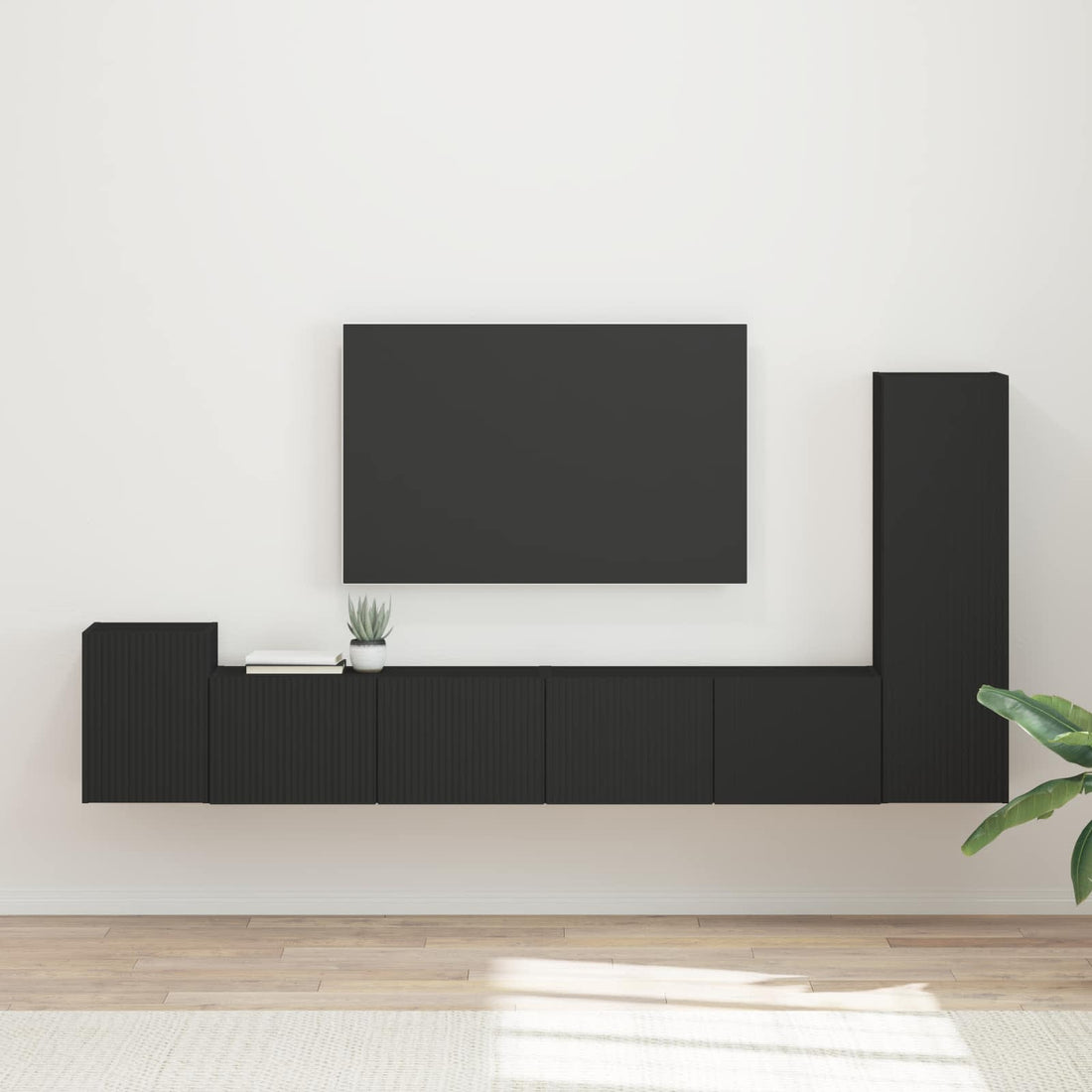 vidaXL Conjunto de mueble de TV 3 uds. Negro Madera de ingeniería