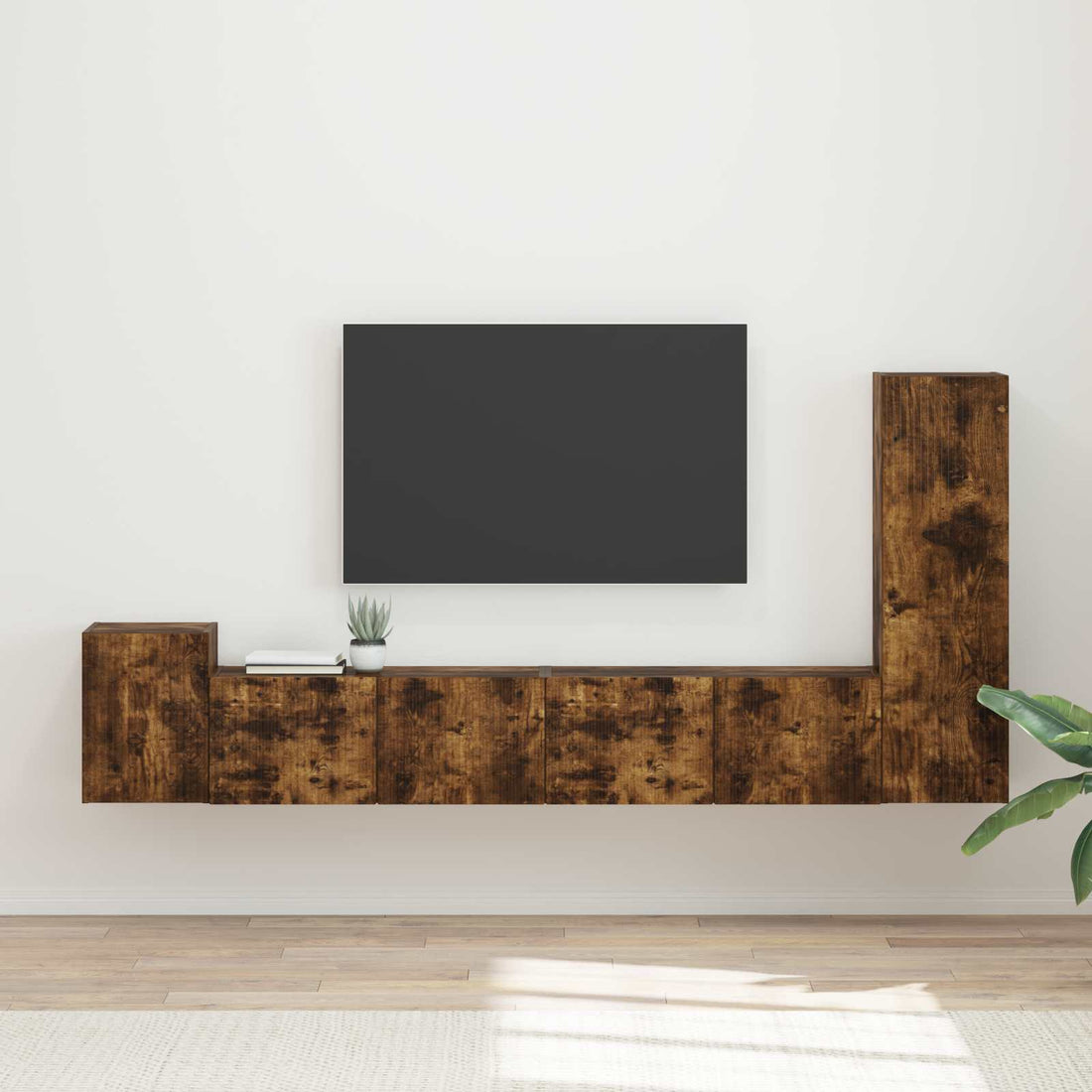 vidaXL Conjunto de mueble de TV 3 uds. Roble ahumado