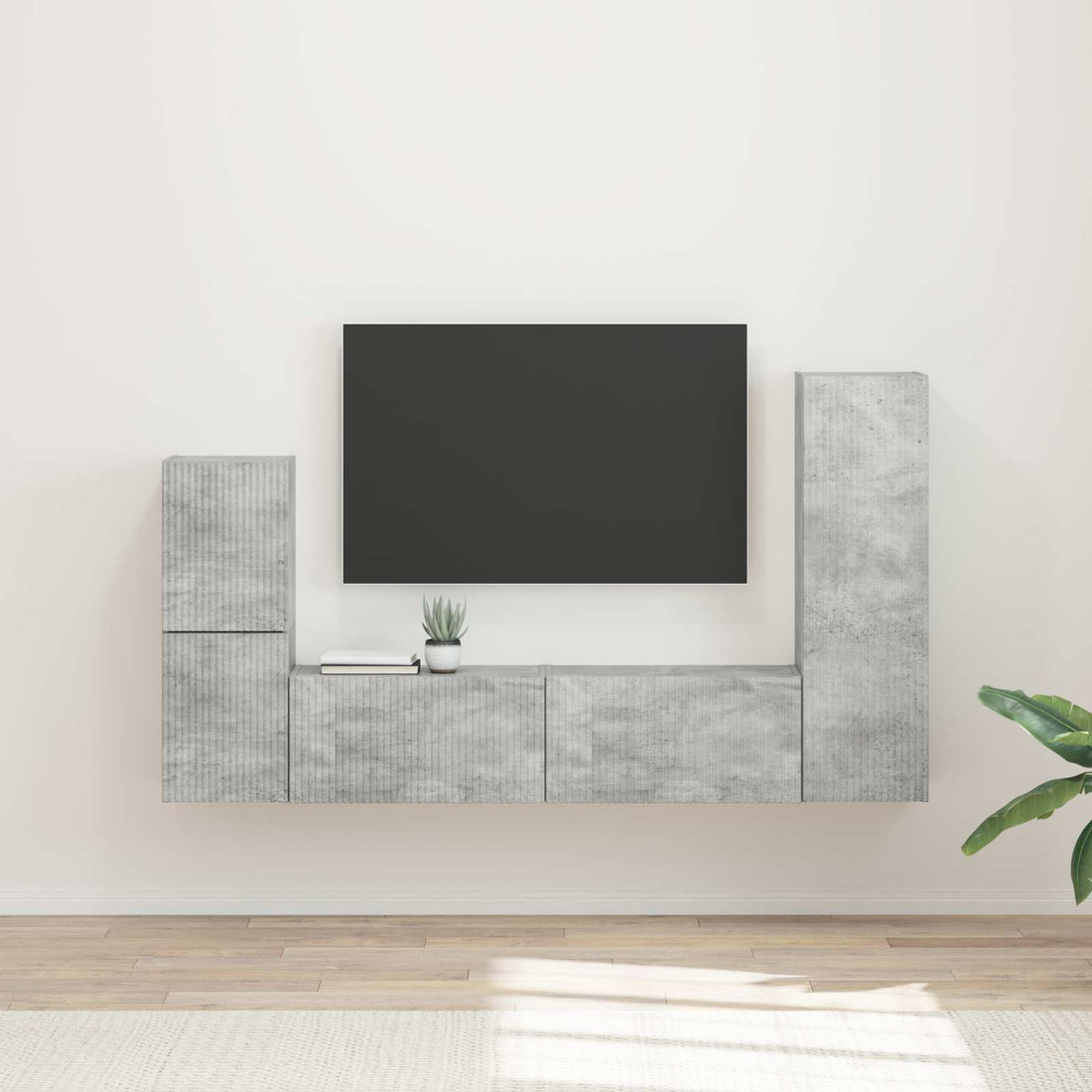 vidaXL Conjunto de mueble de TV 4 uds. Gris Concreto
