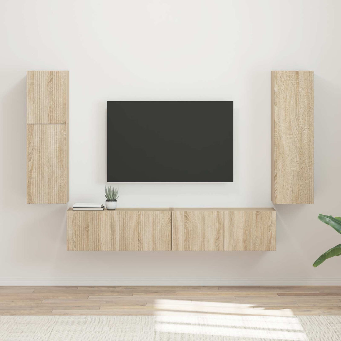 vidaXL Conjunto de mueble de TV 4 uds. Roble Sonoma