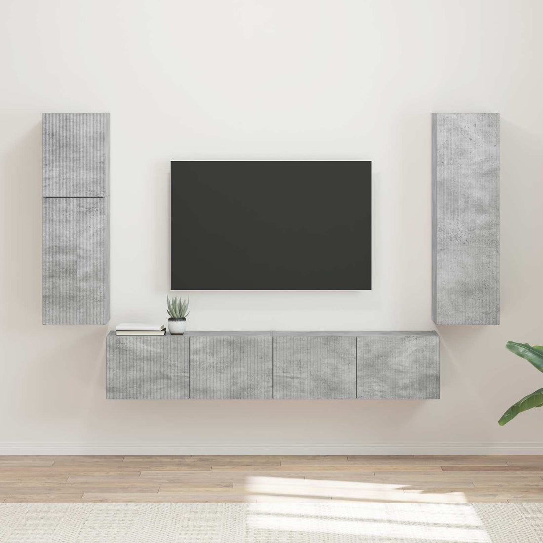 vidaXL Conjunto de mueble de TV 4 uds. Gris Concreto