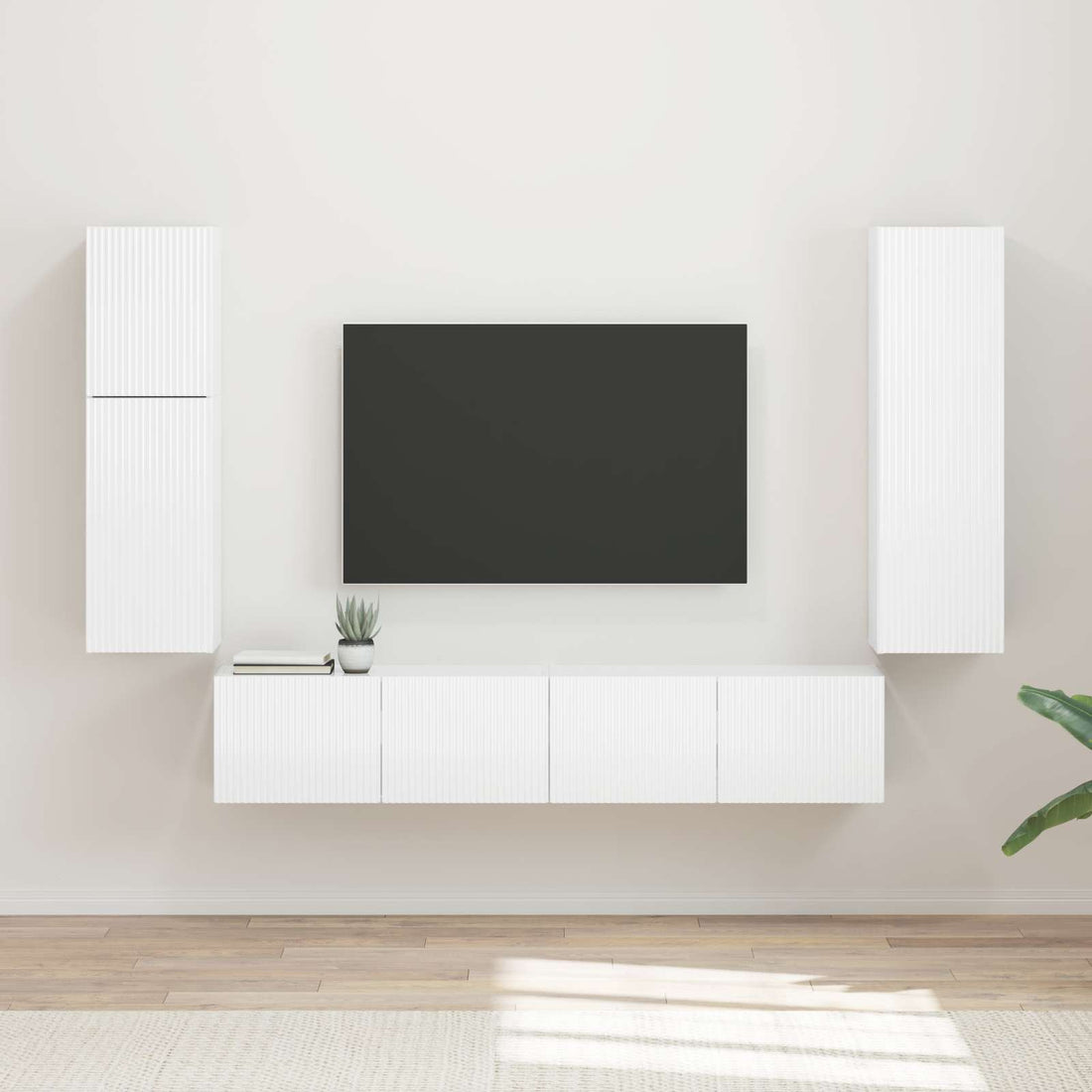 vidaXL Conjunto de mueble de TV 4 uds. brillante Madera de ingeniería
