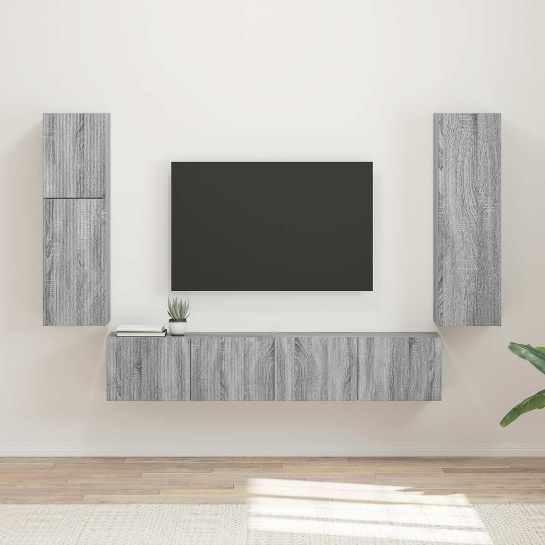 vidaXL Conjunto de mueble de TV 4 uds. Gris Sonoma