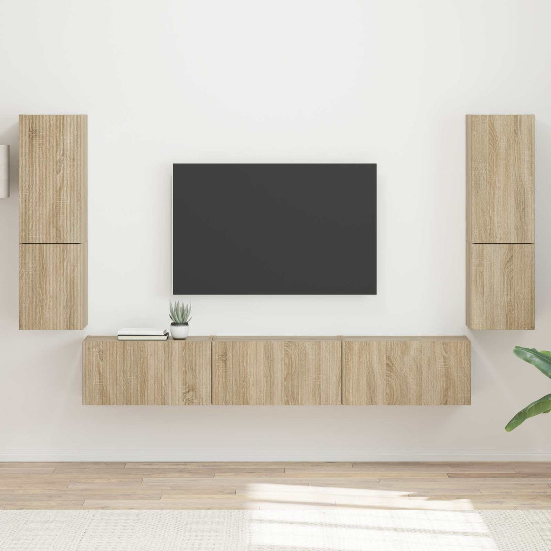 vidaXL Conjunto de mueble de TV 4 uds. Roble Sonoma