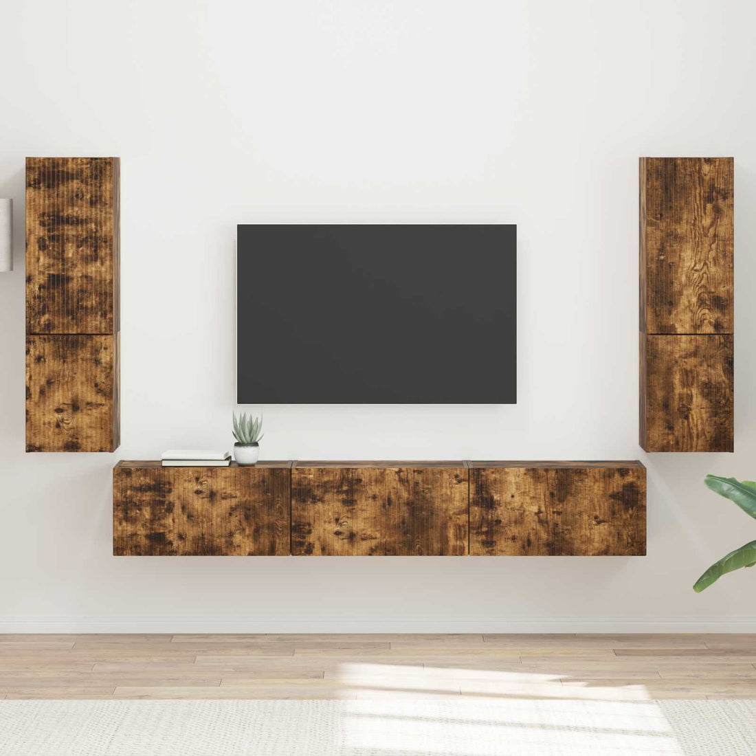 vidaXL Conjunto de mueble de TV 4 uds. Roble ahumado