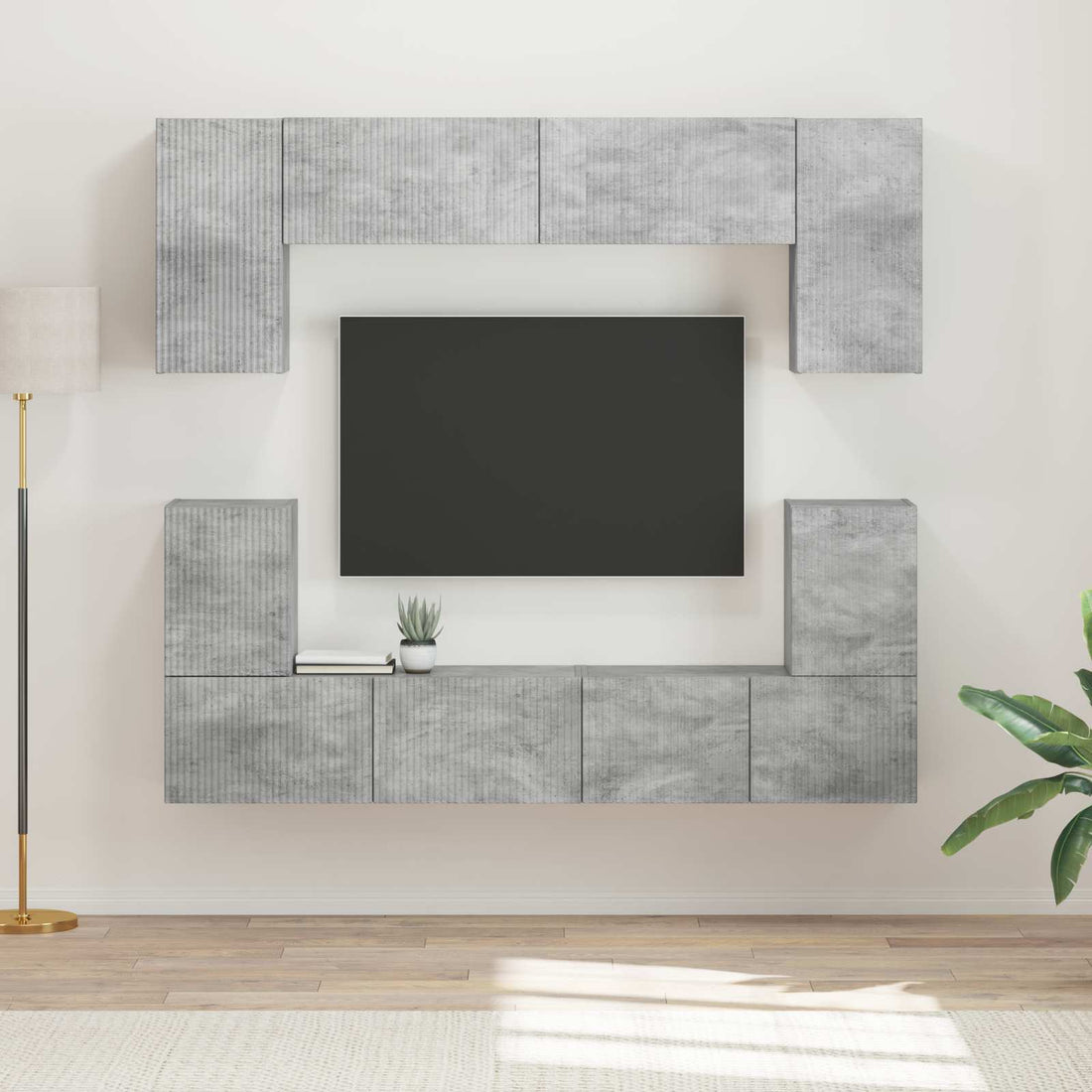 vidaXL Conjunto de mueble de TV 5 uds. Gris Concreto