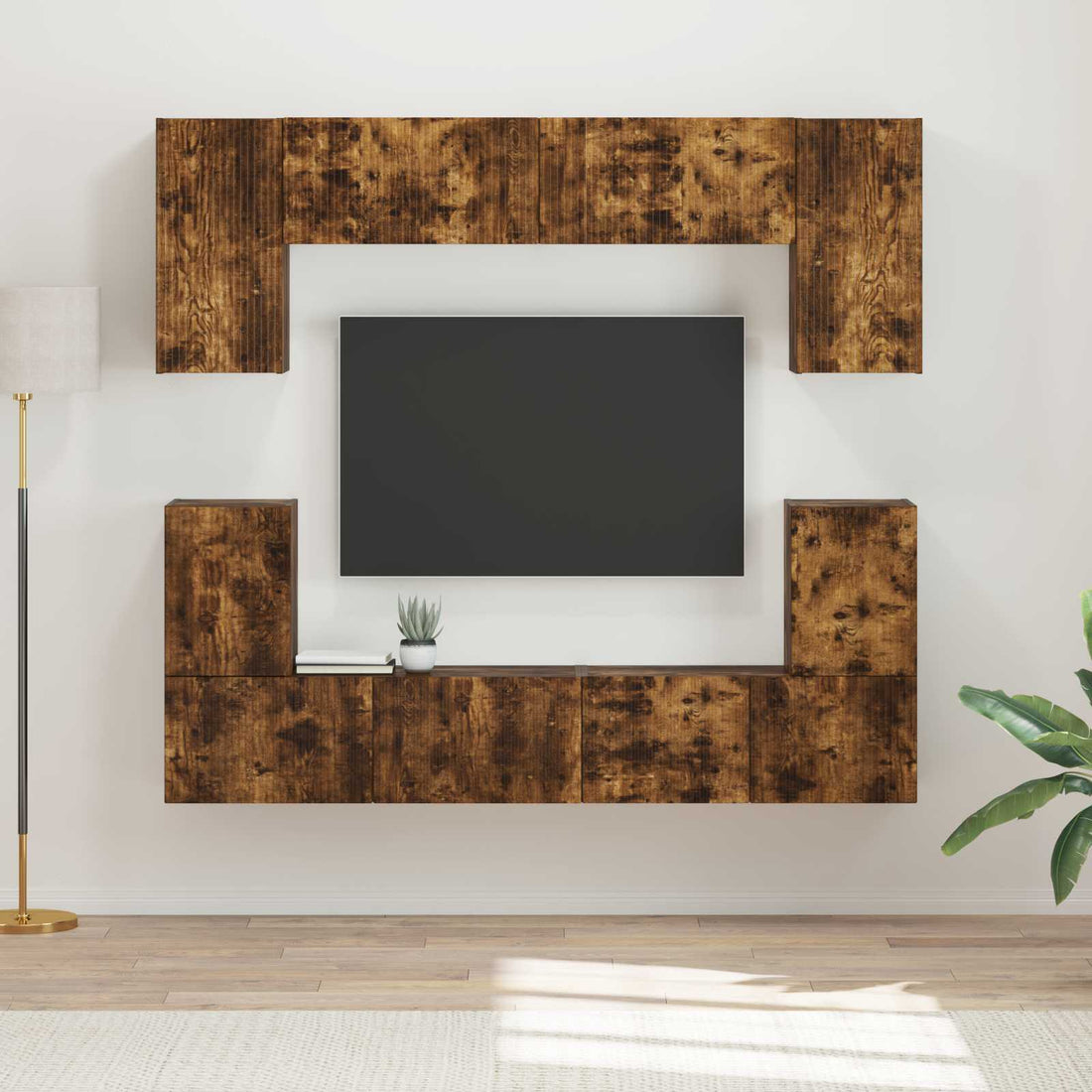 vidaXL Conjunto de mueble de TV 5 uds. Roble ahumado