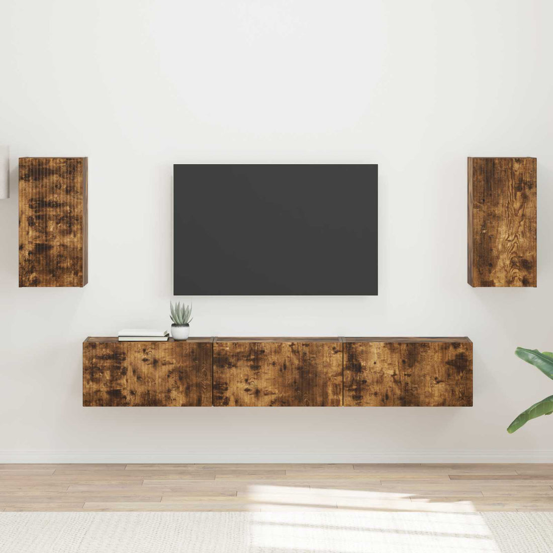 vidaXL Conjunto de mueble de TV 5 uds. Roble ahumado