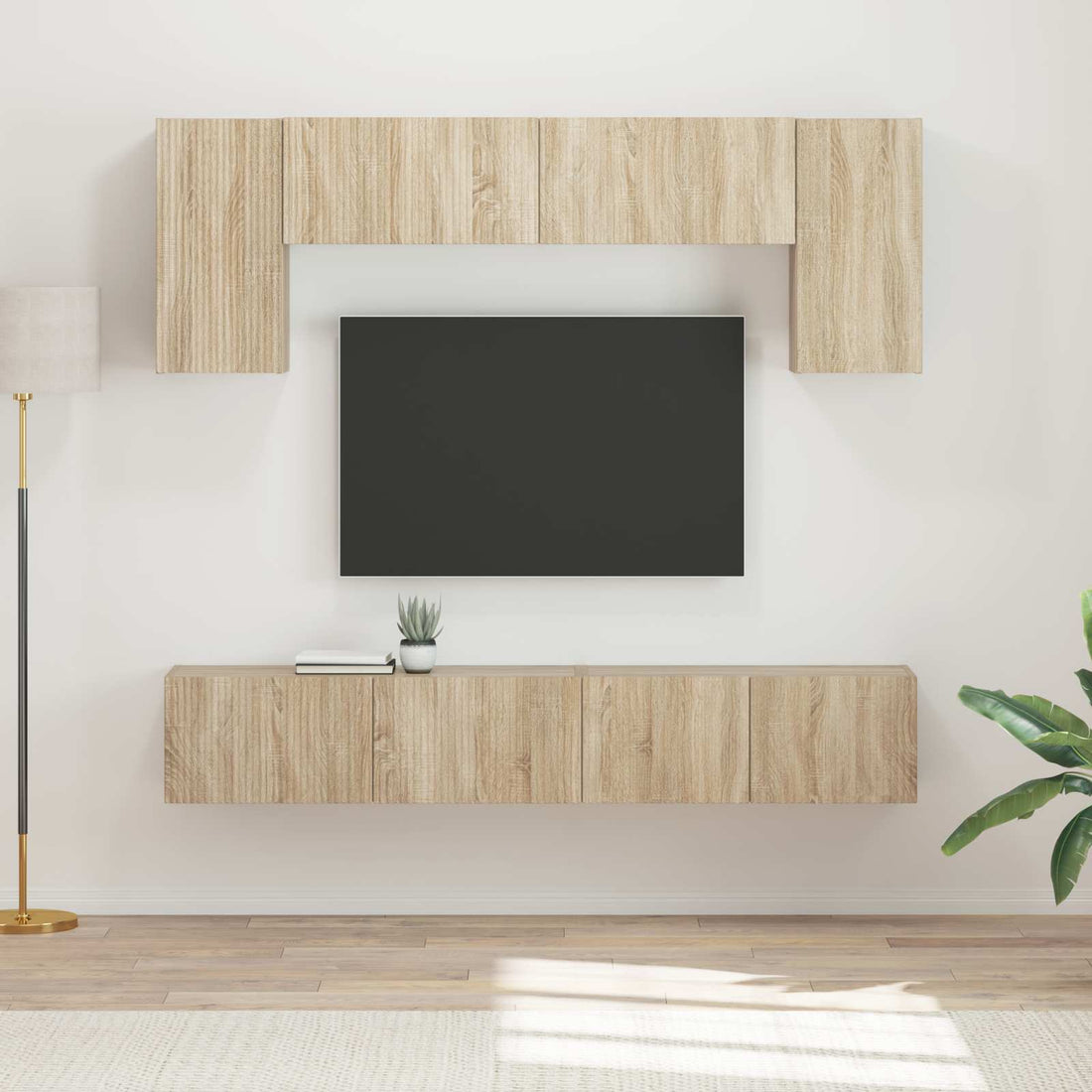 vidaXL Conjunto de mueble de TV 4 uds. Roble Sonoma