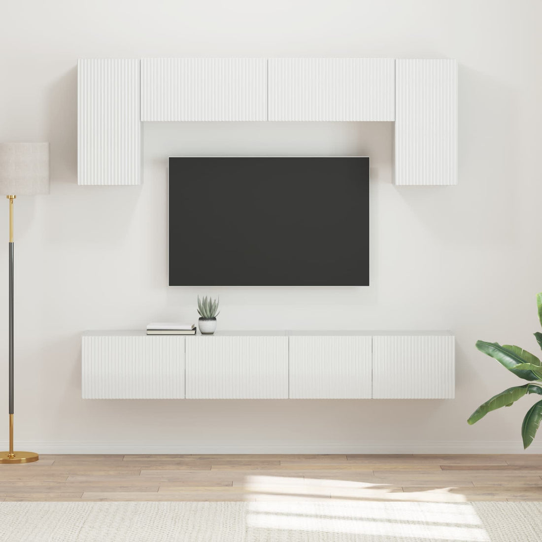 vidaXL Conjunto de mueble de TV 4 uds. brillante Madera de ingeniería