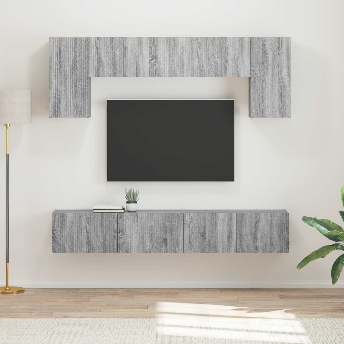 vidaXL Conjunto de mueble de TV 4 uds. Gris Sonoma