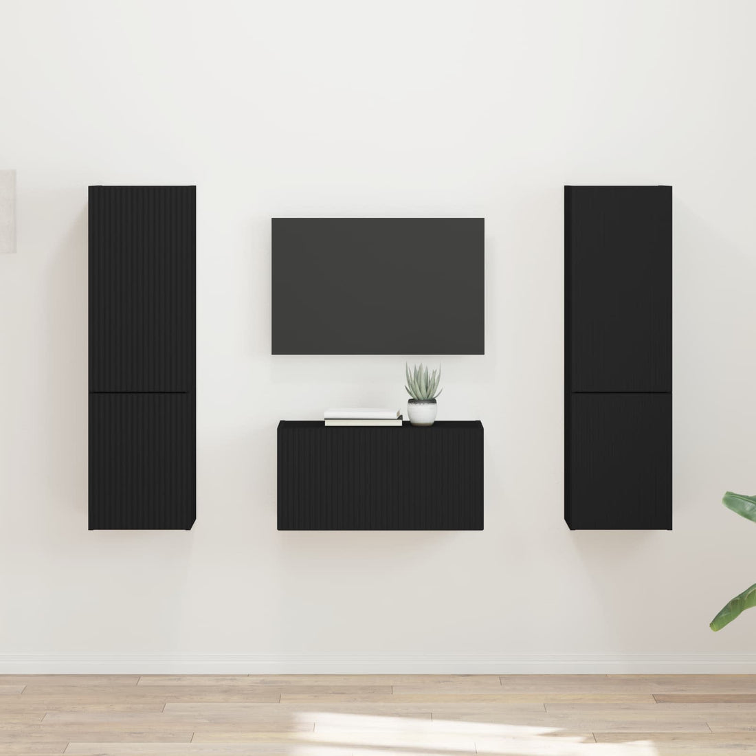 vidaXL Conjunto de mueble de TV 5 uds. Negro Madera de ingeniería