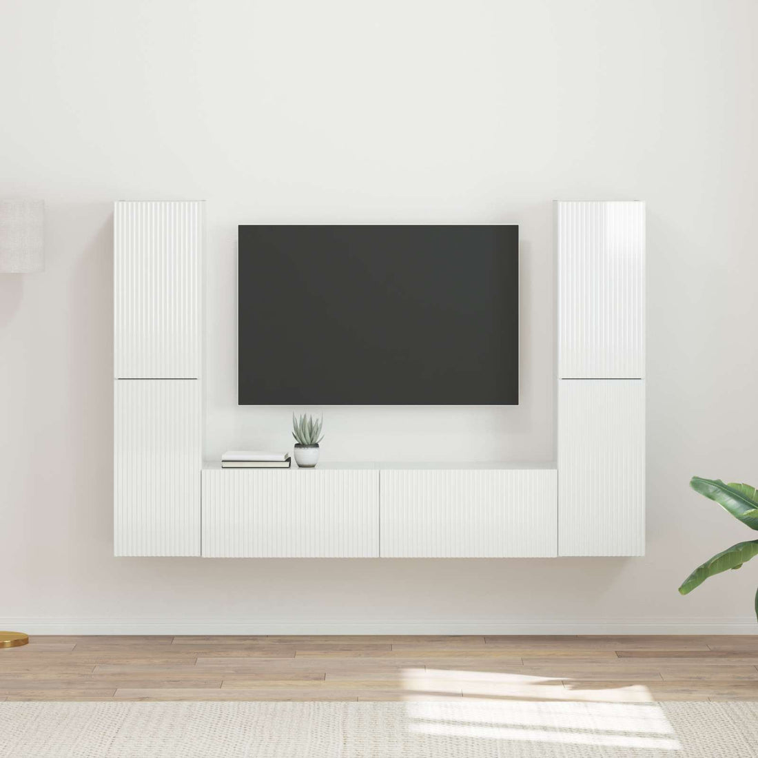 vidaXL Conjunto de mueble de TV 6 uds. Blanco Brillante