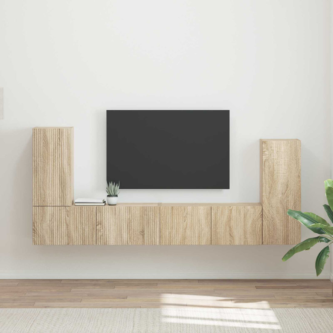 vidaXL Conjunto de mueble de TV 4 uds. Roble Sonoma