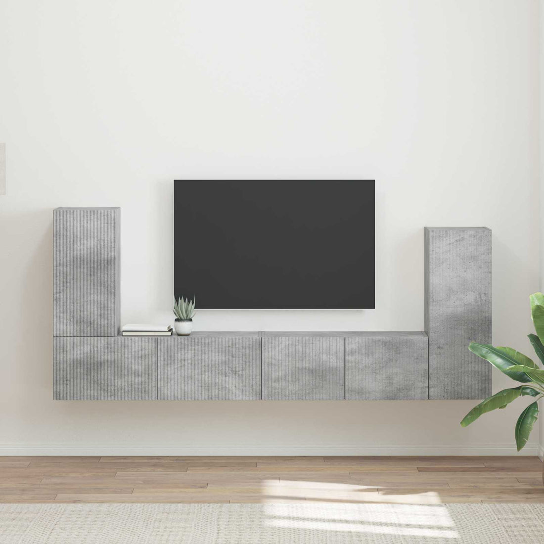 vidaXL Conjunto de mueble de TV 4 uds. Gris Concreto