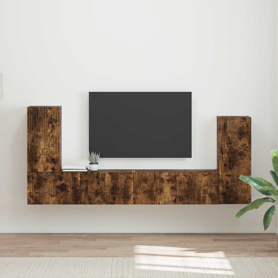 vidaXL Conjunto de mueble de TV 4 uds. Roble ahumado