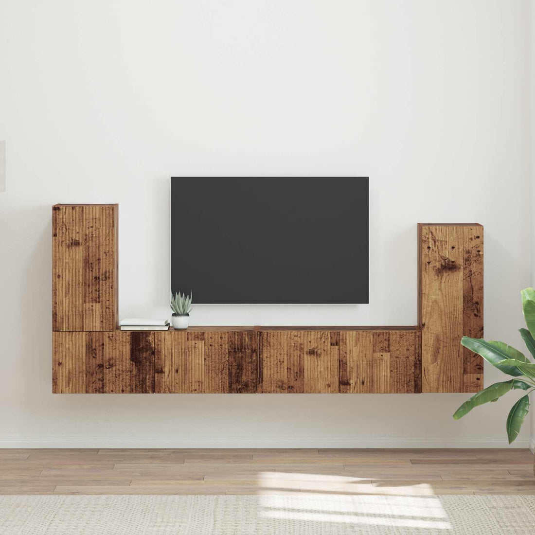 vidaXL Conjunto de mueble de TV 4 uds. Madera envejecida
