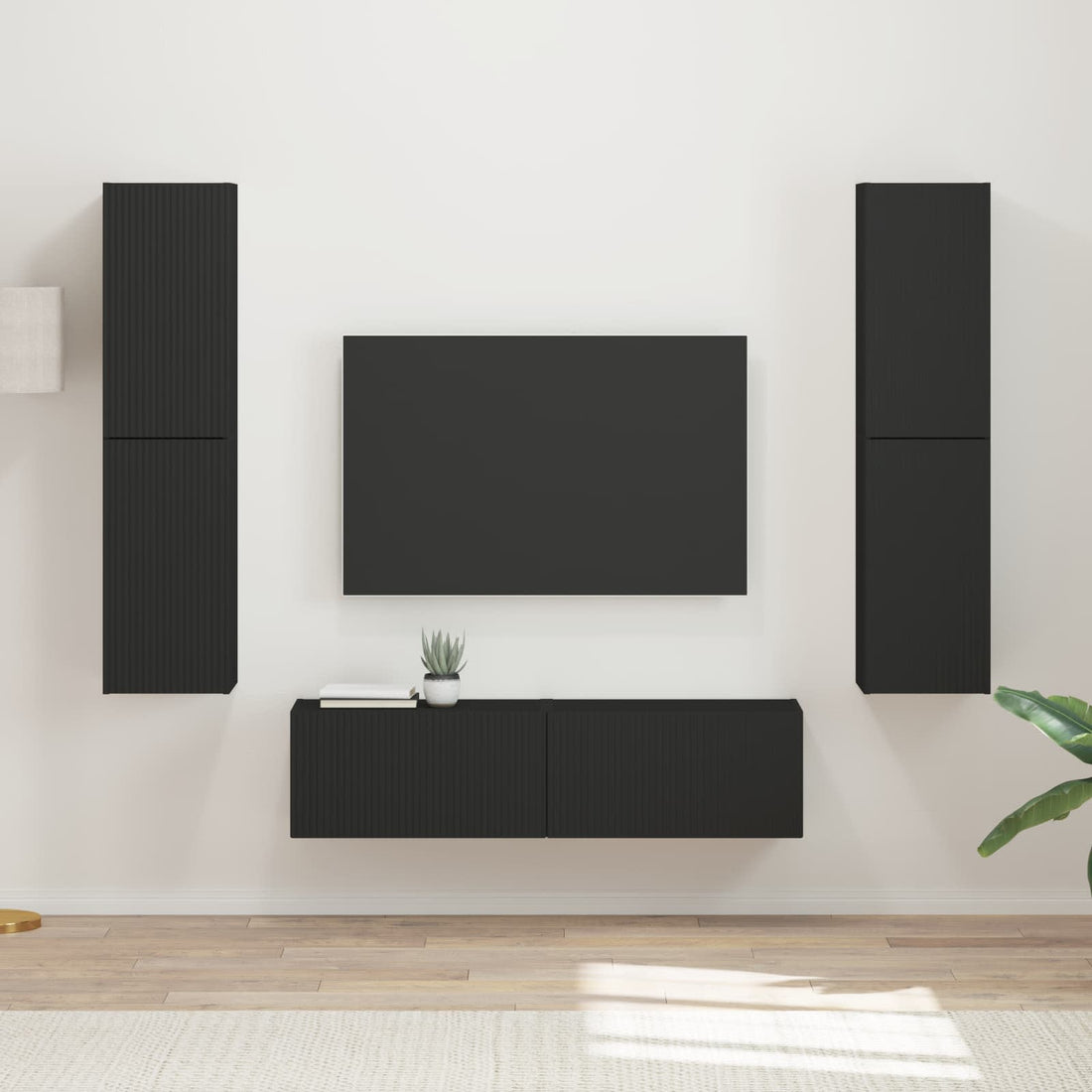 vidaXL Conjunto de mueble de TV 6 uds. Negro Madera de ingeniería