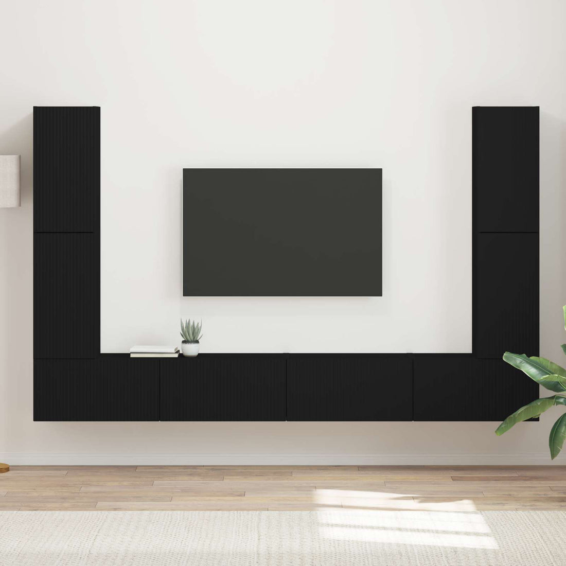 vidaXL Conjunto de mueble de TV 8 uds. Negro Madera de ingeniería