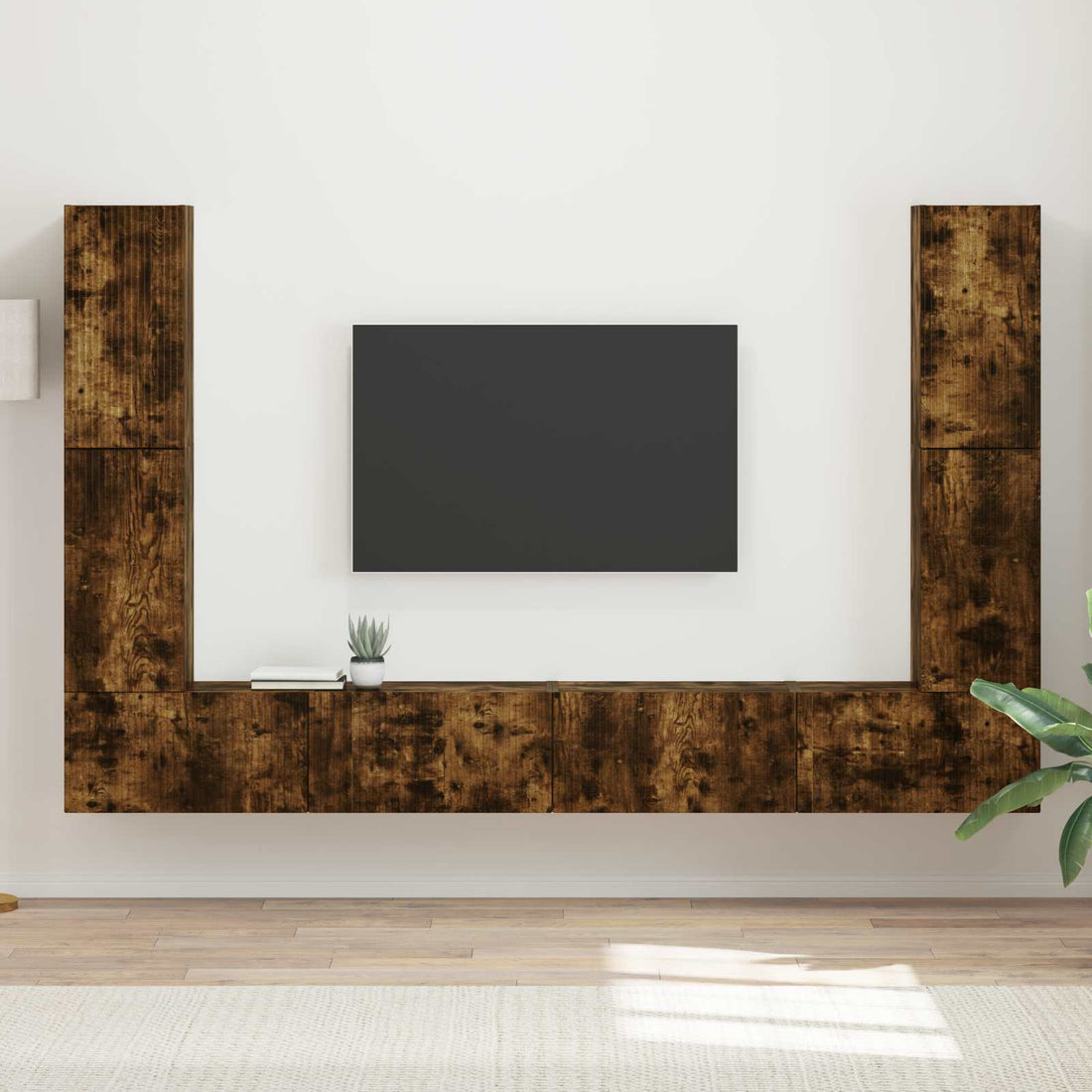vidaXL Conjunto de mueble de TV 8 uds. Roble ahumado