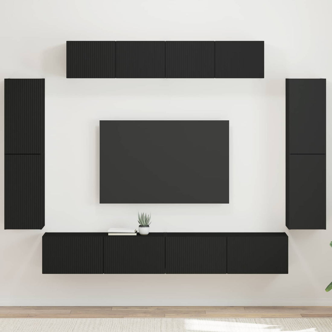 vidaXL Mueble de TV 8 uds. Negro