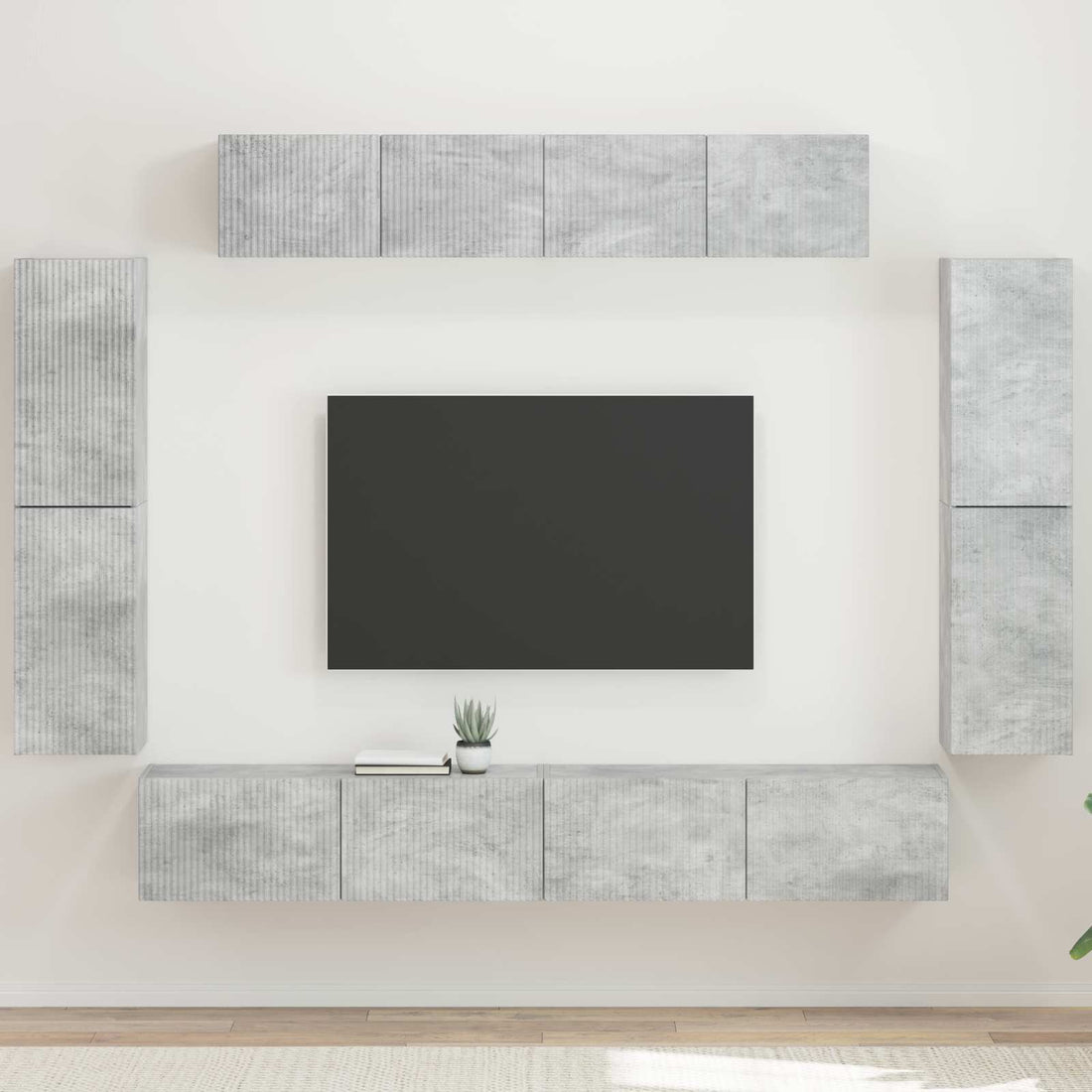vidaXL Mueble de TV 8 uds. Gris Concreto