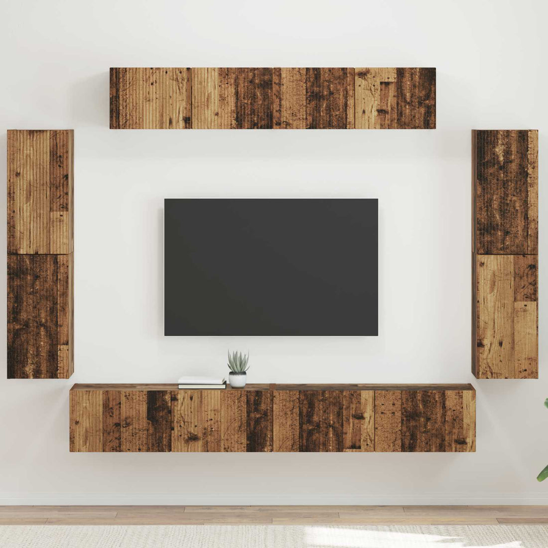 vidaXL Mueble de TV 8 uds. Madera vieja