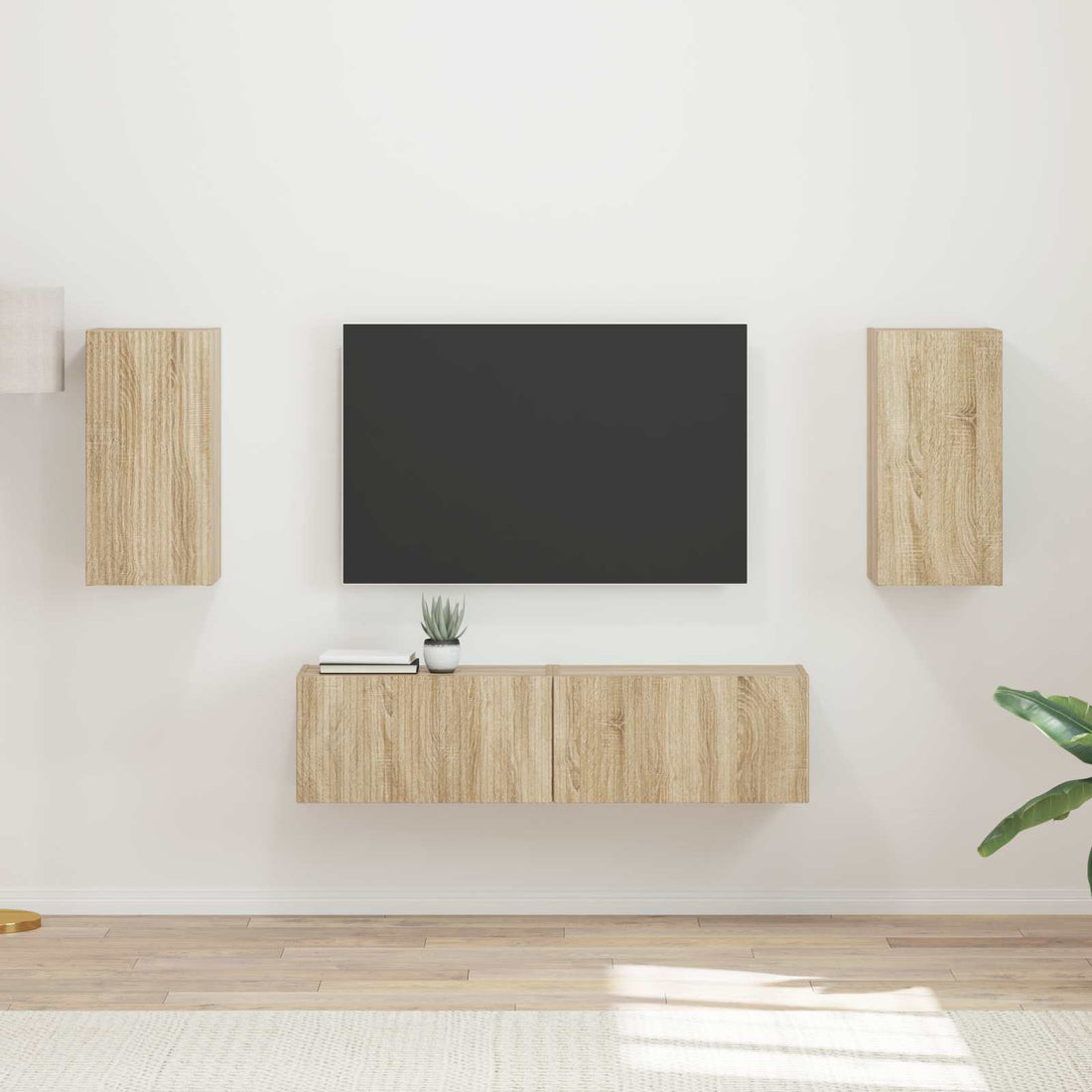 vidaXL Conjunto de mueble de TV 4 uds. Roble Sonoma